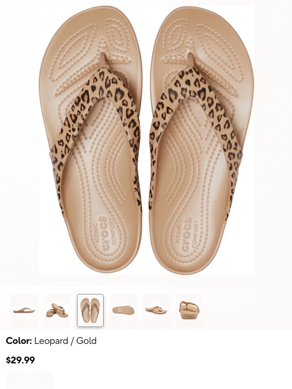 CROCS Kadee II Leopard Flip in Tan and Black - Picture 4 of 10